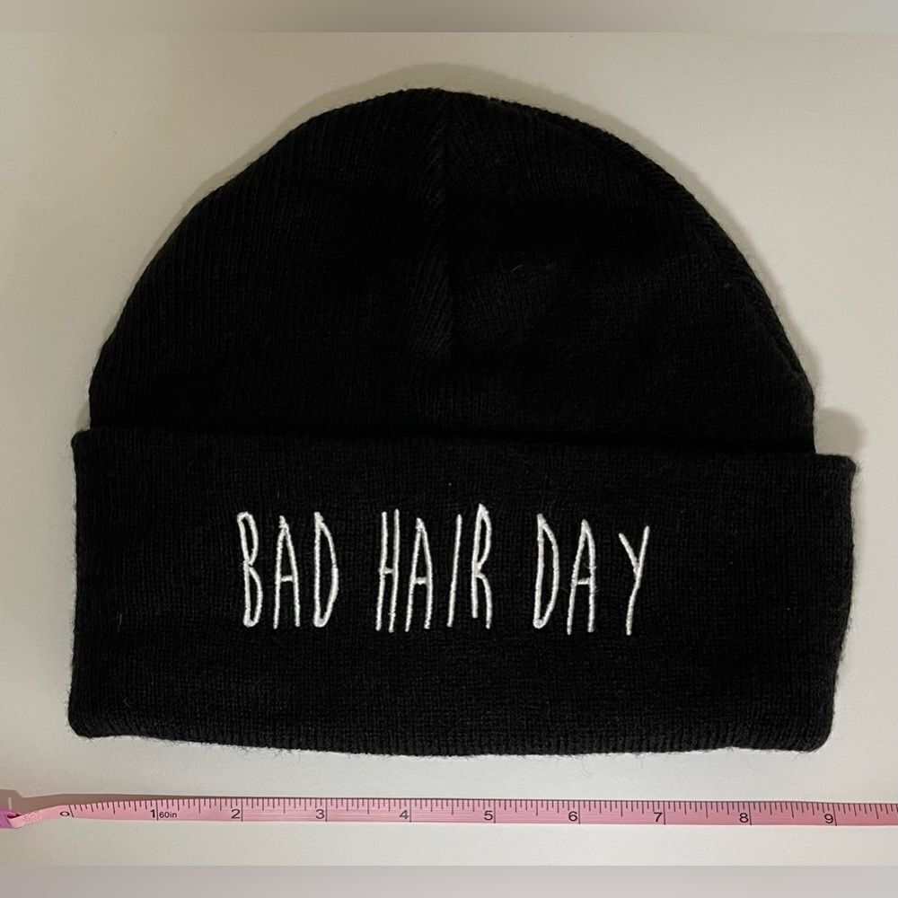 EUC Black “BAD HAIR DAY” beanie.